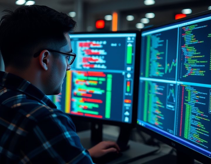 Development team working on terminal software
